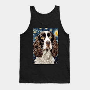 English Springer Spaniel Dog Breed Painting in a Van Gogh Starry Night Art Style Tank Top